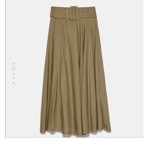 Zara Belted Linen Midi Skirt, size small